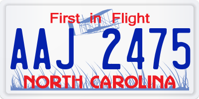 NC license plate AAJ2475