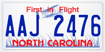 NC license plate AAJ2476