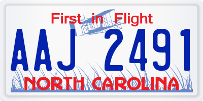 NC license plate AAJ2491