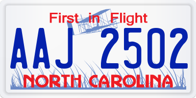 NC license plate AAJ2502