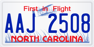 NC license plate AAJ2508
