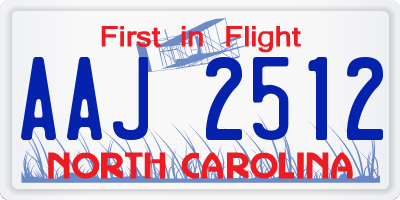 NC license plate AAJ2512