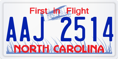 NC license plate AAJ2514