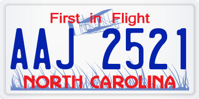 NC license plate AAJ2521