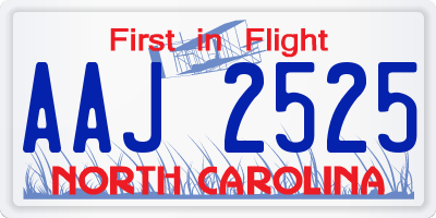 NC license plate AAJ2525