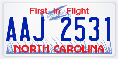 NC license plate AAJ2531