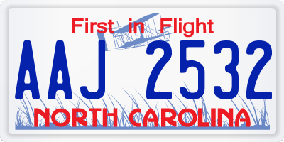 NC license plate AAJ2532