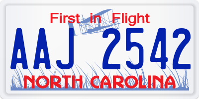 NC license plate AAJ2542