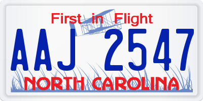 NC license plate AAJ2547