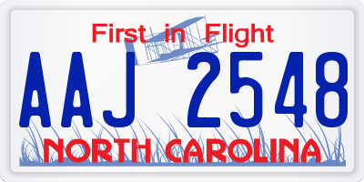 NC license plate AAJ2548