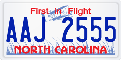 NC license plate AAJ2555