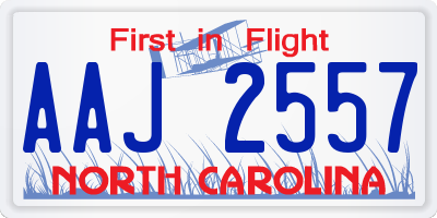 NC license plate AAJ2557