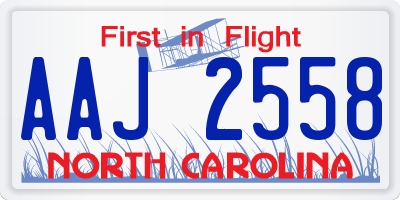 NC license plate AAJ2558