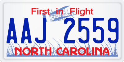 NC license plate AAJ2559