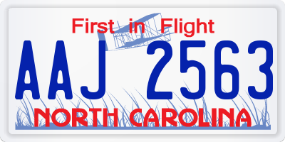 NC license plate AAJ2563