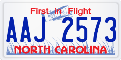 NC license plate AAJ2573