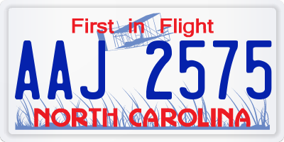NC license plate AAJ2575