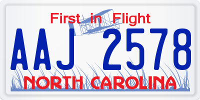 NC license plate AAJ2578