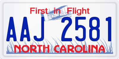 NC license plate AAJ2581
