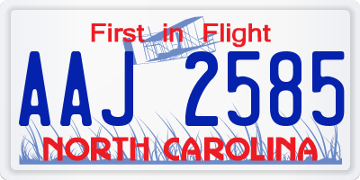 NC license plate AAJ2585