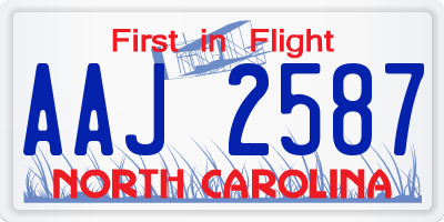 NC license plate AAJ2587