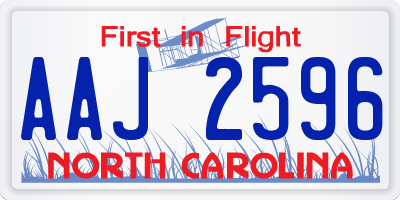 NC license plate AAJ2596