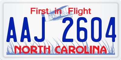 NC license plate AAJ2604