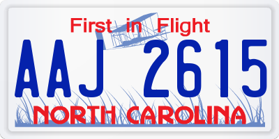 NC license plate AAJ2615