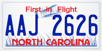 NC license plate AAJ2626