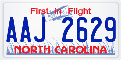 NC license plate AAJ2629