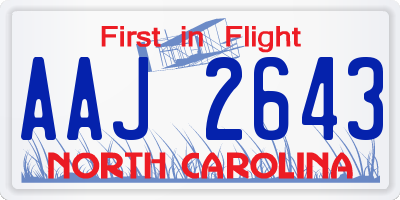 NC license plate AAJ2643