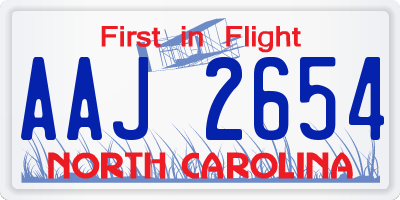 NC license plate AAJ2654