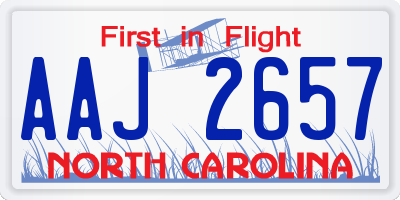 NC license plate AAJ2657