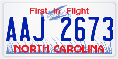 NC license plate AAJ2673