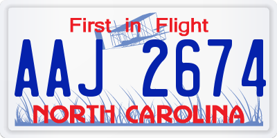 NC license plate AAJ2674
