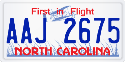 NC license plate AAJ2675