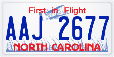 NC license plate AAJ2677