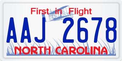 NC license plate AAJ2678