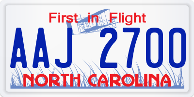NC license plate AAJ2700