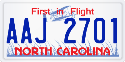 NC license plate AAJ2701