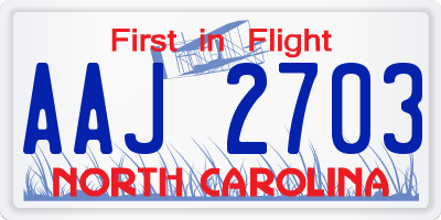NC license plate AAJ2703