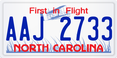 NC license plate AAJ2733