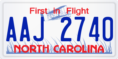 NC license plate AAJ2740