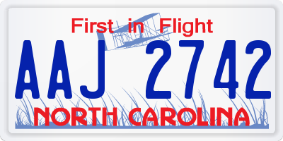 NC license plate AAJ2742