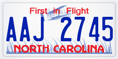 NC license plate AAJ2745