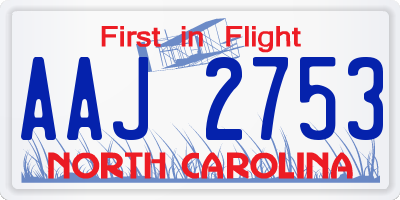 NC license plate AAJ2753