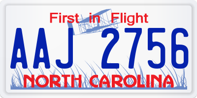 NC license plate AAJ2756