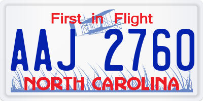 NC license plate AAJ2760