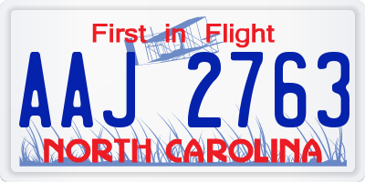NC license plate AAJ2763