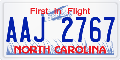 NC license plate AAJ2767